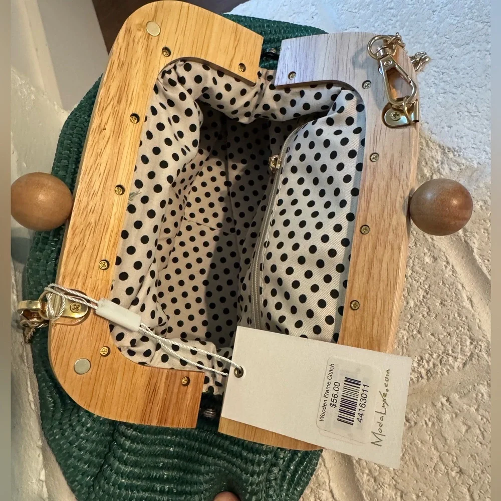 Green Clutch with Gold Chain